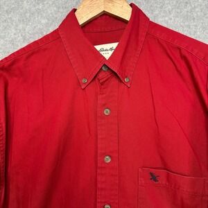 VTG Eddie Bauer Red Long Sleeve Button Down Shirt Mens Tall Medium‎ Cotton